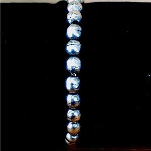 $112 Designer Estate Sterling Silver Bead Bracelet  Marked TV-25 MEXICO 925